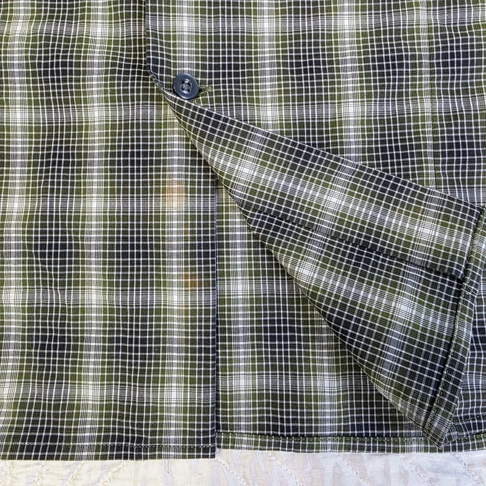 Banana Republic Men Slim Fit Large Long Sleeve Shirt Green Plaid Gorpcore Preppy
